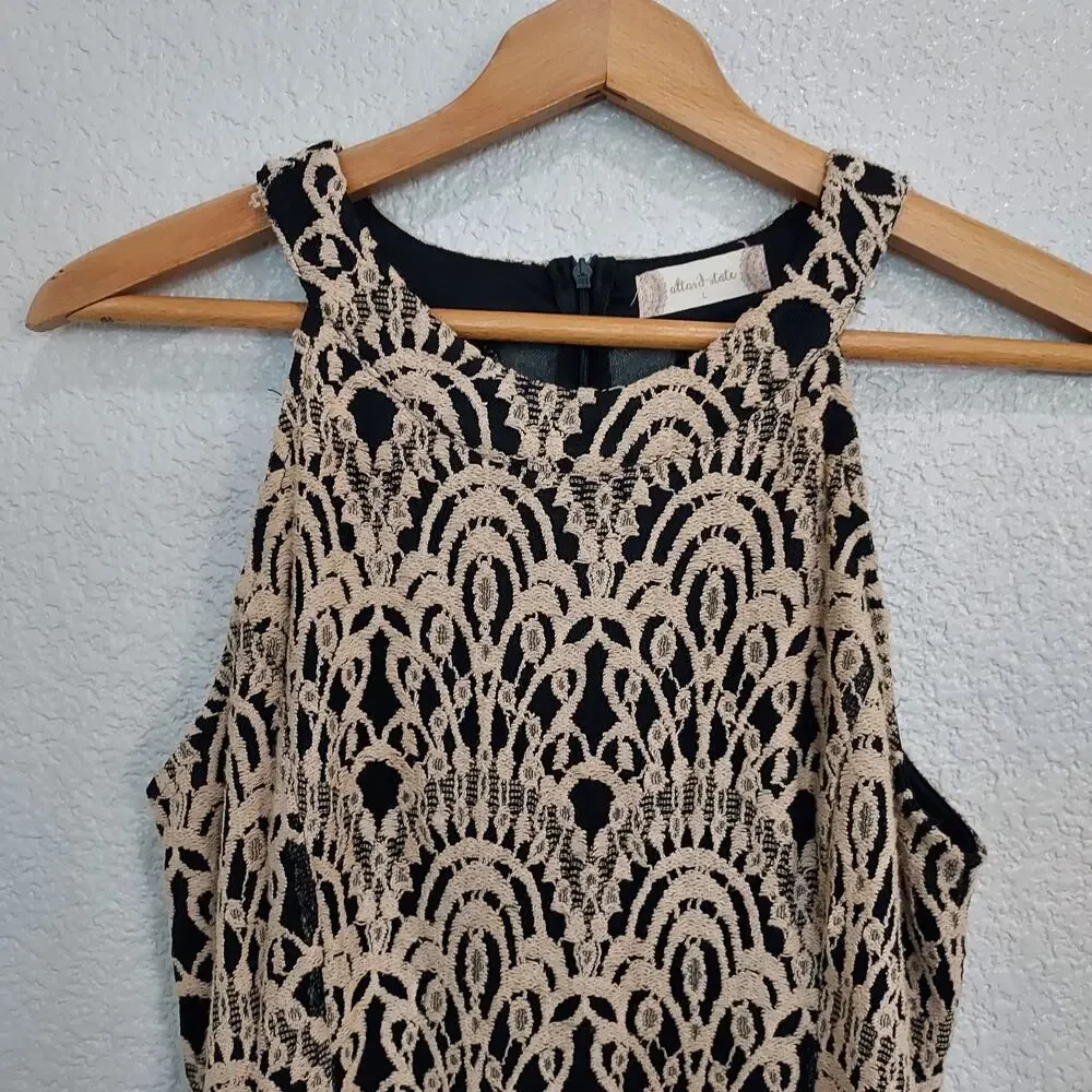 Altar'd State Cream Black Lace Cocktail Dress Size L